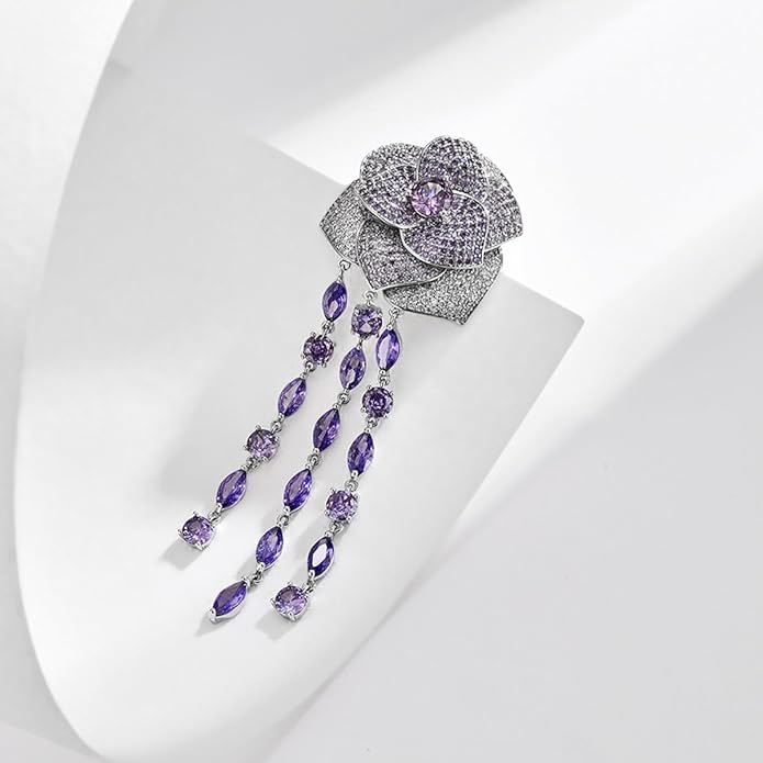 Flower Brooch Pin - Rhinestone Flower Pin 18k Gold Plated - Thanksgiving Day, Birthday, Wedding Gifts for Mom, Wife