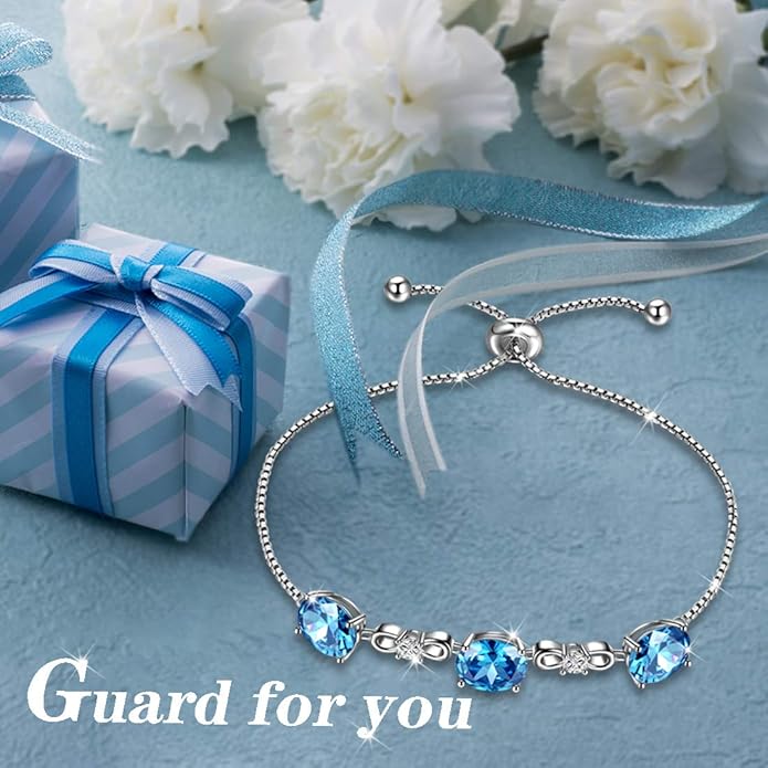 Aurora Tears 925 Sterling Silver 12 Birthstones Necklace/Earring/Ring/Bracelet Women Birthstone Pendant Crystal Fashion Birthday Jewelry Christmas Gift for Girls Women