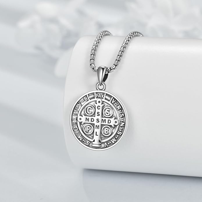YFN Patron Saint Necklace Sterling Silver Amulet Medal Pendant Religious Protector Jewelry Gifts for Women Men