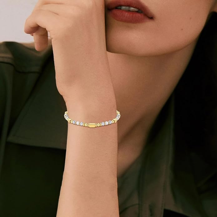 Beaded Bracelets for Women - Silver and Gold Boho Bracelets, Trendy Jewelry Gifts for Lover, Mom, Friends