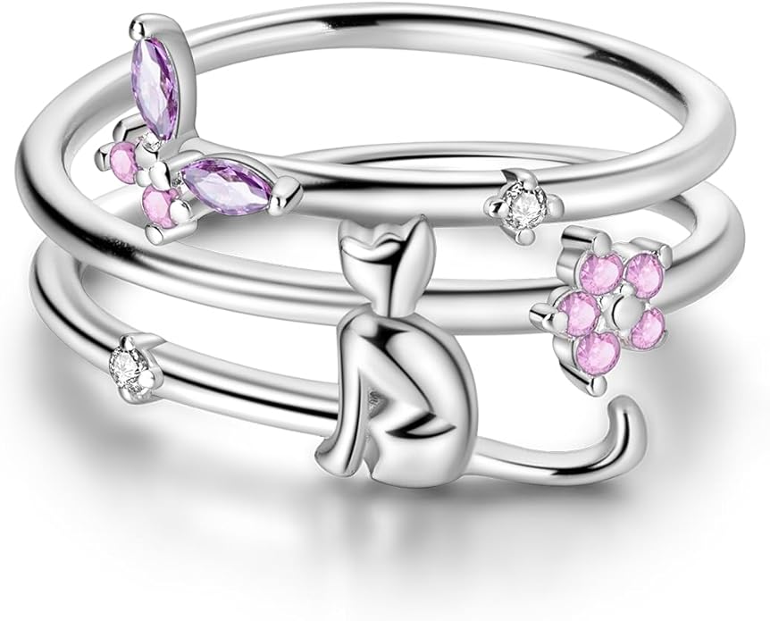 NARMO 925 Sterling Silver Rings for Women Evil Eyes Rings Entwined Line Cubic Zirconia Rings Simple Stackable Finger Rings Engagement Ring Personality Rings Size 6-9
