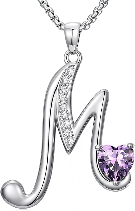Christmas Gifts for Women Alphabet A to Z Initial Birthstone Pendant Necklaces for Women - 18k White Gold Plated Personalized Name Jewelry Valentine Mothers Day Birthday Gifts for Women Her Girlfriend