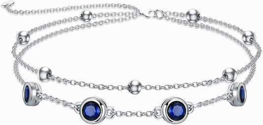 Dorunmo 925 Sterling Silver Birthstone Anklet Bracelets for Women Birthday Mother's Day Jewelry Gifts for Wife Girlfriend Mother Her