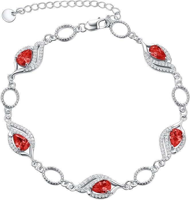 PRAYMOS Birthstone Bracelets for Women Mom Mother's Grandma Sterling Silver Women's Bracelets Birthstone Jewelry Gifts