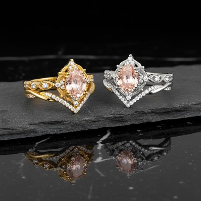 Oval Cut Vintage Gemstone Engagement Rings set for Women S925 Sterling Silver/10K/14K/18K Gold Birthstone Promise Anniversary Bridal Set Ring for her