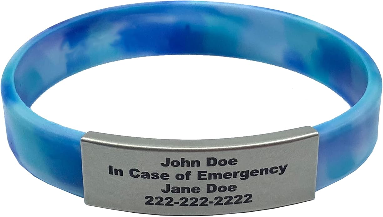 Personalized Medical Alert Bracelet for Men & Women – Custom Engraved Waterproof Silicone Wristband with Stainless Steel ID Plate – Medical ID Bracelet for Allergies, Conditions, ICE Info & Emergency Card