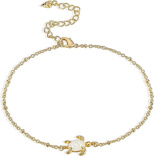 Lit Wall Gold Anklets for Women 18K Gold Plated Adjustable Summer Simple Foot Jewelry Ankle Bracelet for Women