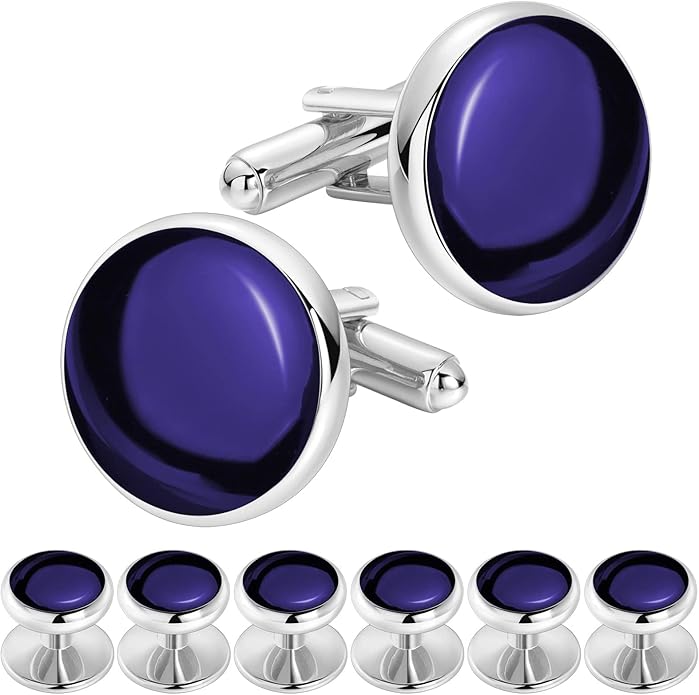 HAWSON Men’s Cufflinks and Tuxedo Studs Set with Gift Box; Men’s Jewelry or Accessories Suitable for Black Suit White Shirts Vest and Red Bow tie on Wedding or Anniversary and Birthday