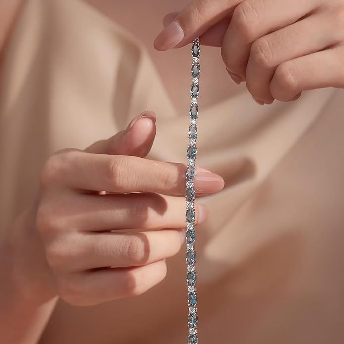 FANCIME Birthstone Bracelets Sterling Silver Tennis Bracelets Charm Fine Jewelry Birthday Gifts for Women 7"