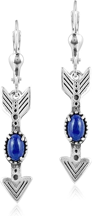 American West Jewelry Sterling Gemstone Arrow Leverback Earrings