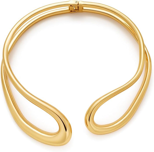 Chunky Collar Necklaces for Women Bold Gold Silver Teardrop Choker Necklace Open Cuff Necklace Fashion Statement Necklaces