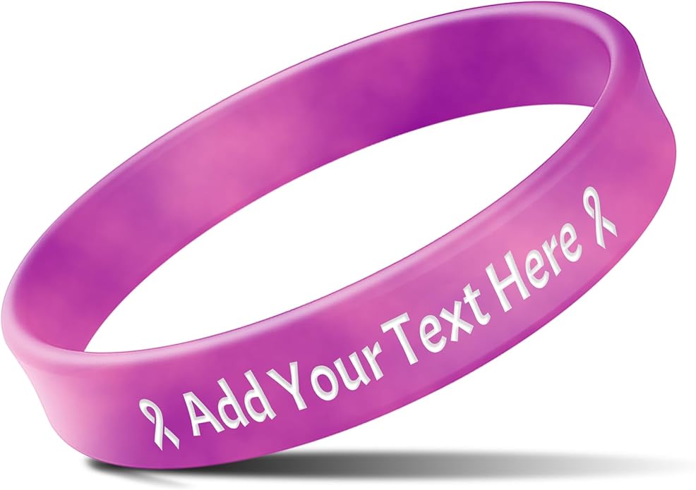 Custom Rubber Bracelets with Text Logo Clipart Customizable Bracelet Personalized 1/2 Inch Silicone Wristbands for Awareness, Events, Support, Promotions