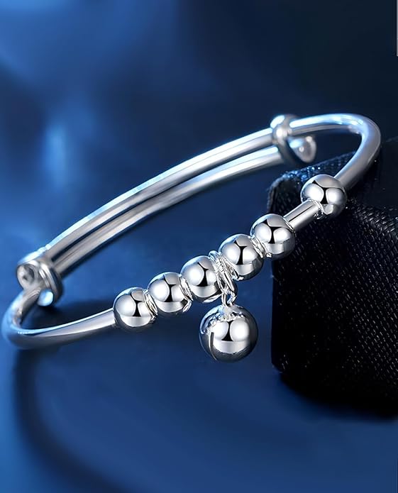 S925 Silver Bangle Bracelet for Women, Elegant Women‘s Sterling Silver Bracelet Bangle Adjustable 6.4-7.8 inches Small Size