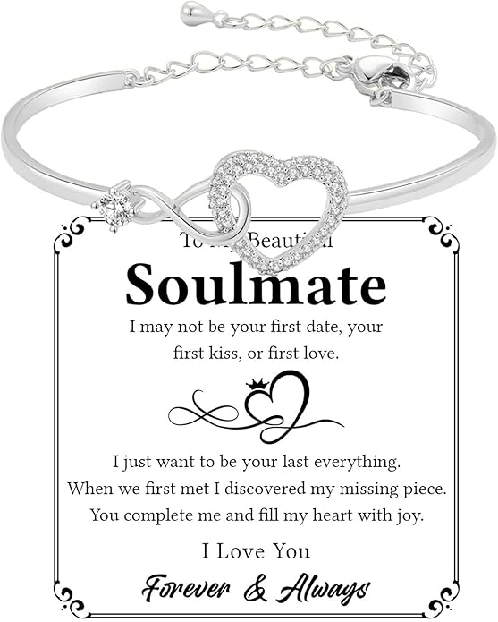 To My Soulmate Bracelet For Women With Heartfelt Message Card & Elegant Box, Bracelet For Girls, Soulmate Birthday, Wedding, Christmas Jewelry Gift From Boyfriend, Husband