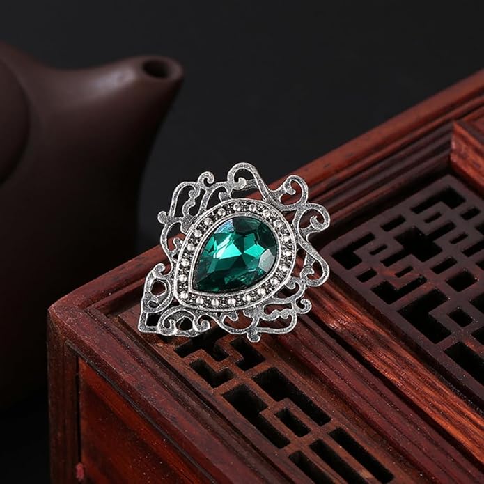 Vintage Silver Color Men's Brooches for Women Lovely Water Drop Badge Flame Crystal Brooch Lapel Pins Fashion Jewelry