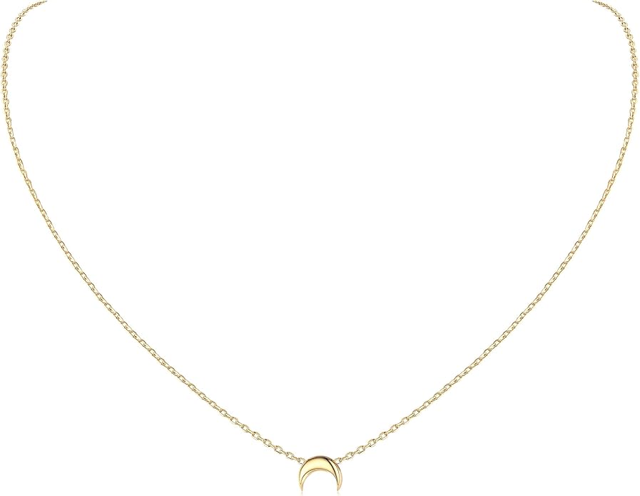ChicSilver Personalized 925 Sterling Silver Dainty Small Heart/Star/Moon/Dot/Triangle Pendant Necklace for Women, Silver/Gold/Rose Gold/Black (with Gift Box)