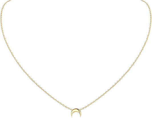 ChicSilver Personalized 925 Sterling Silver Dainty Small Heart/Star/Moon/Dot/Triangle Pendant Necklace for Women, Silver/Gold/Rose Gold/Black (with Gift Box)