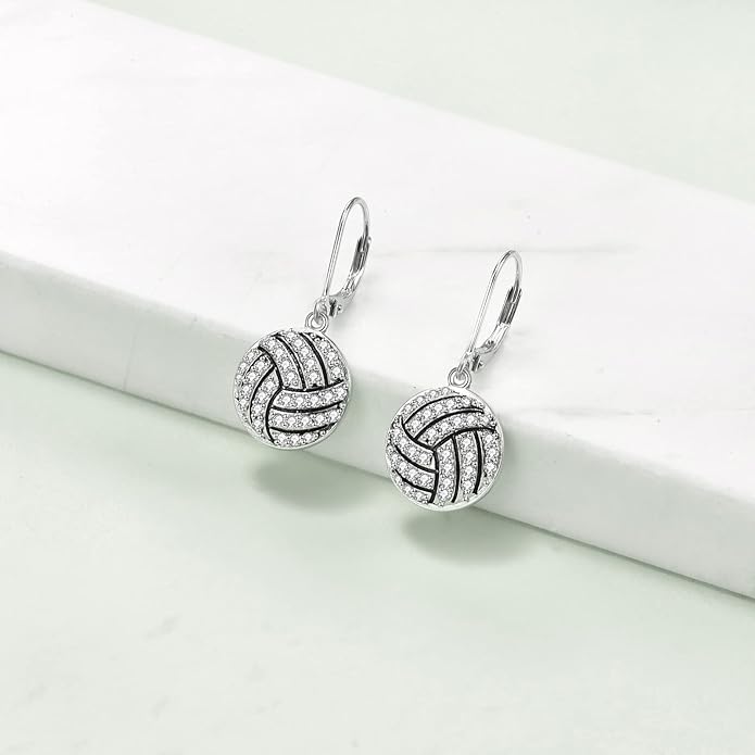 YFN Sports Jewelry Earrings 925 Sterling Silver Baseball Softball Basketball Rugby Football Tennis Volleyball Earrings for Women and Sports Fans Gifts