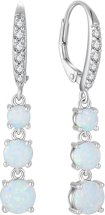 Starchenie Dangle Drop Earrings for Women 925 Sterling Silver Leverback Earrings Birthstone Jewelry