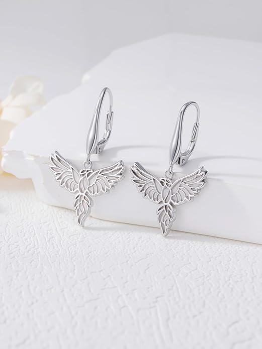 Phoenix/Dragonfly/Hummingbird/Butterfly/Dove Earrings 925 Sterling Silver Opal Animal Dangle Earrings Opal Jewelry Christmas Gifts for Women