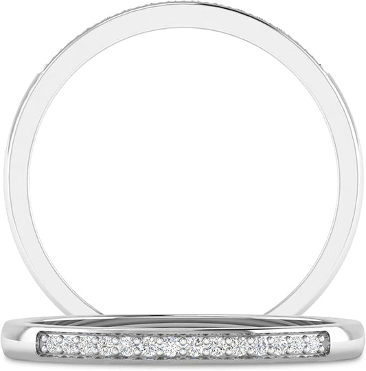 Inspereza 1/10 Carat 10kt Gold Round Diamond Petite Wedding Anniversary Stackable Band. (H-I Color, I2-I3 Clarity)