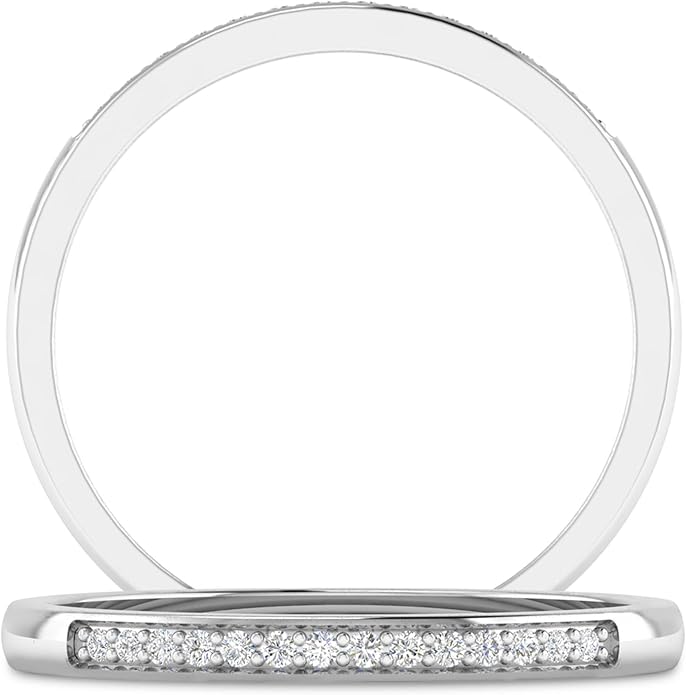 Inspereza 1/10 Carat 10kt Gold Round Diamond Petite Wedding Anniversary Stackable Band. (H-I Color, I2-I3 Clarity)