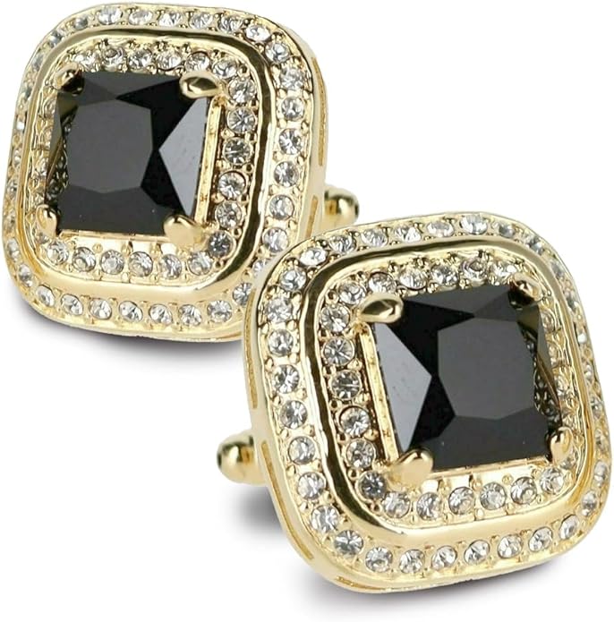 Vittorio Vico Square Colored Crystal Double Diamond Set Cufflinks