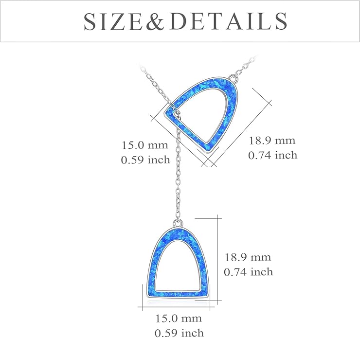 YFN Sterling Silver Double Horse Strirrup Lariat Necklace Gift For Women