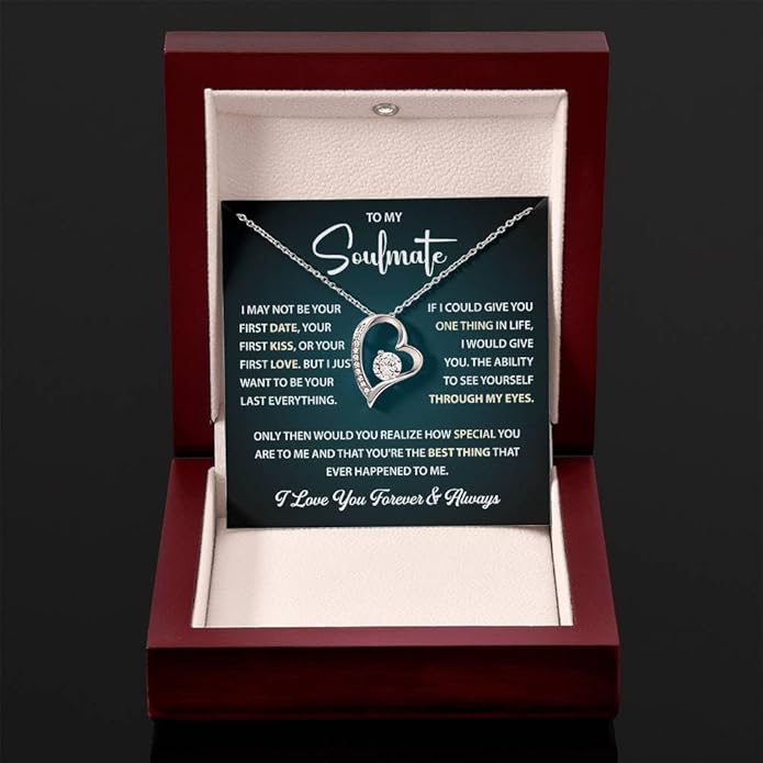 To My Beautiful Soulmate Necklace Romantic Gift for Girlfriend Wife With Message Card & Gift Box, Perfect for Anniversary Birthday Christmas or Valentine’s Day