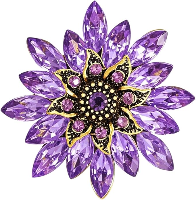 Rhinestone Flower Brooch Pin for Women Red Black Purple Flower Broochs Pin Hat Christmas Brooch Jewelry