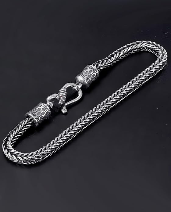 Italian Handmade Sterling Silver Mens Bracelets | Solid S925 Chain Bracelets for Men | Men's Silver Bracelet Gift for Dad, Boyfriend, Son, My Man