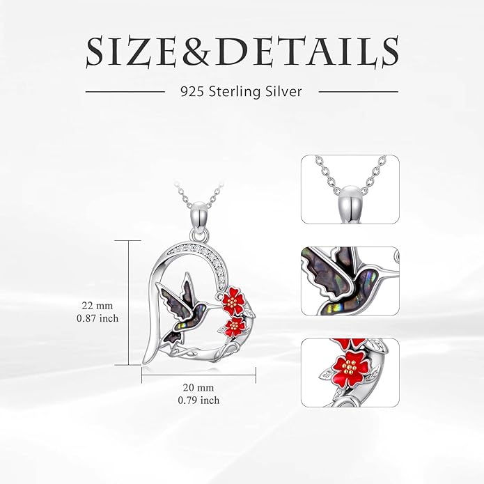 YYB Dove Necklace Christmas Gifts for Women 925 Sterling Silver Heart Peace Dove Pendant Jewelry Holy Spirit Jewelry For Women Female Stocking Stuffers