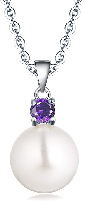 925 Sterling Silver Freshwater Cultured Pearl Pendant Necklace JO WISDOM Jewelry for Women,Girls