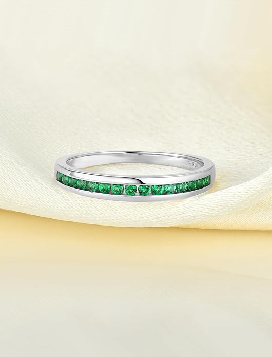 YL Stackable Rings 925 Sterling Silver Halo Birthstone Eternity Bands Jewelry for Women