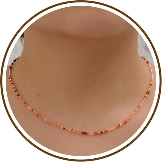 JSJOY Tiny Crystal Beaded Choker Necklaces for Women Colorful Beaded Necklace Dainty Choker Necklaces Simple Boho Jewelry Gifts for Teens Handmade Bead Necklaces Gifts