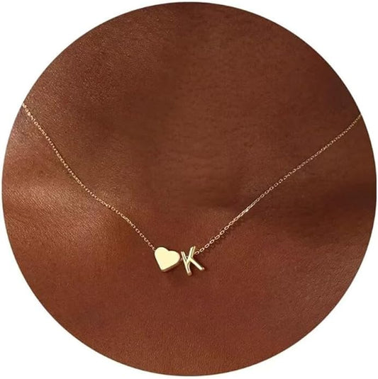 Turandoss Heart Initial Necklaces for Women - Dainty 18K Gold Plated Tiny Heart Initial A-Z Letter Pendant Necklace Birthday Gifts for Teen Girls Jewelry