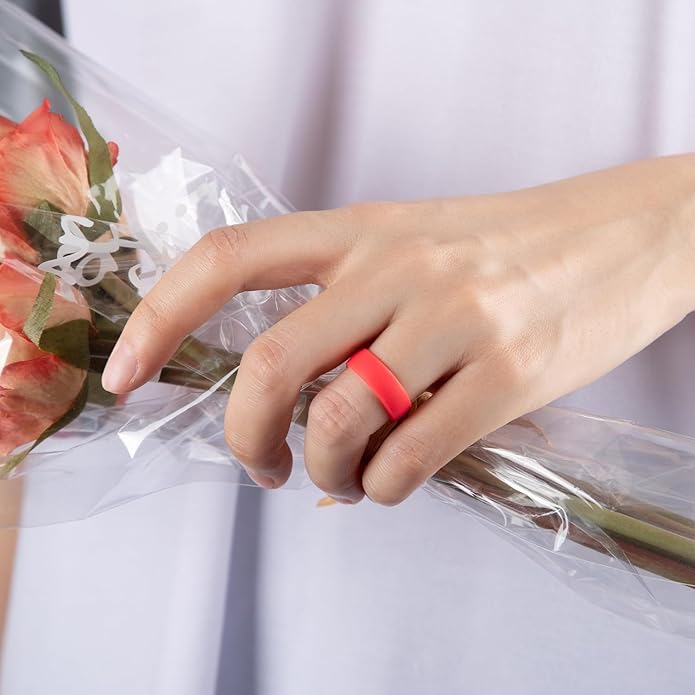 Egnaro Women's Bridal Rings Sets, 6mm Wide, 2mm Thick, Silicone Wedding Rubber Band with Half Size, Inner Arc Ergonomic Breathable Design