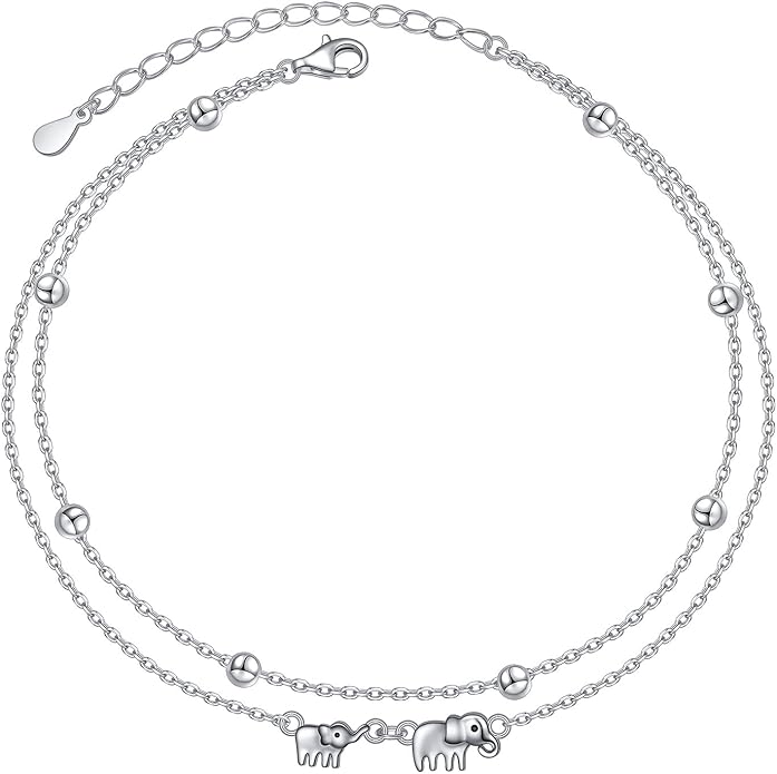 Anklet for Women S925 Sterling Silver Adjustable Foot Evil Eye Starfish Heart Bead Butterfly Celtic Knot Cross Multilayer Layered Ankle Bracelet Jewelry