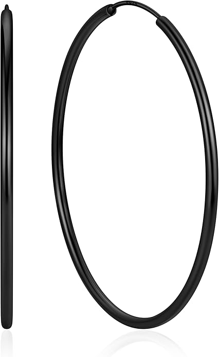 ChicSilver Hypoallergenic 925 Sterling Silver Hoop Earrings for Women, Lightweight Large Gold Plated Hoop Earrings, Endless Hoops Earring 20/30/40/50/60/70MM