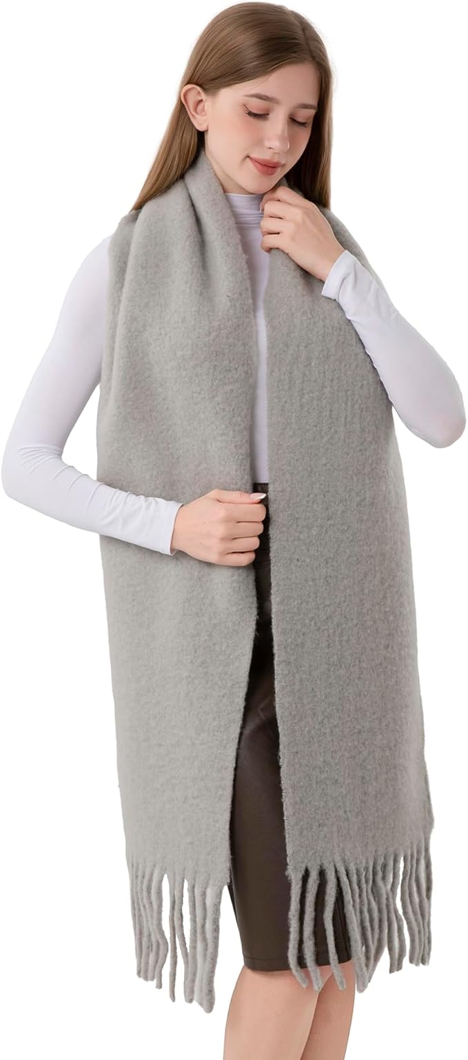 HOPETLA Wool Scarf Wrap With Gift Box for Women Men Gift Idea 93"x12" Large winter Warm Scarf