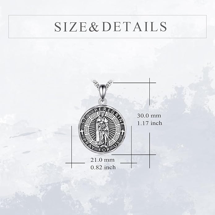 YFN Patron Saint Necklace Sterling Silver Amulet Medal Pendant Religious Protector Jewelry Gifts for Women Men