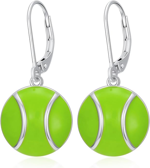JUSTKIDSTOY 925 Sterling Silver Ball Earrings Sports Leverback Dangle Drop Earrings Jewelry Gifts for Women Girls