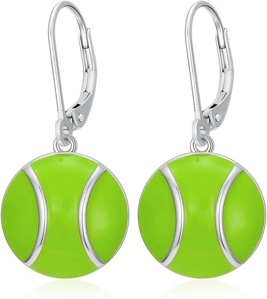 JUSTKIDSTOY 925 Sterling Silver Ball Earrings Sports Leverback Dangle Drop Earrings Jewelry Gifts for Women Girls