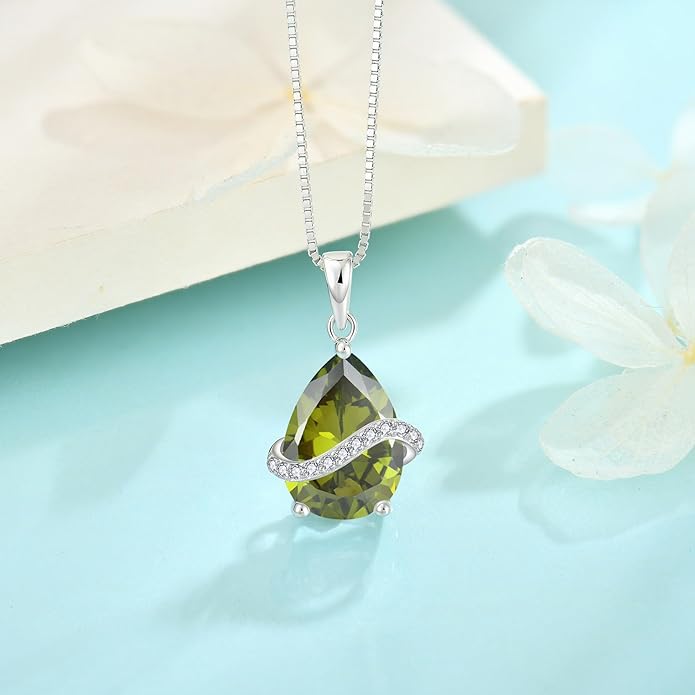 Teardrop Necklace for Women 925 Sterling Silver Birthstone Necklace Pendant Jewelry Gifts for Her
