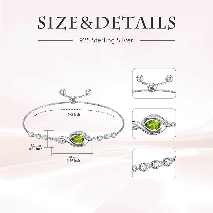 Christmas Gifts Birthstone Bracelet for Women 925 Sterling Silver Infinity Love Jewelry Birthday Gifts for Women Mom Wife Girlfriend
