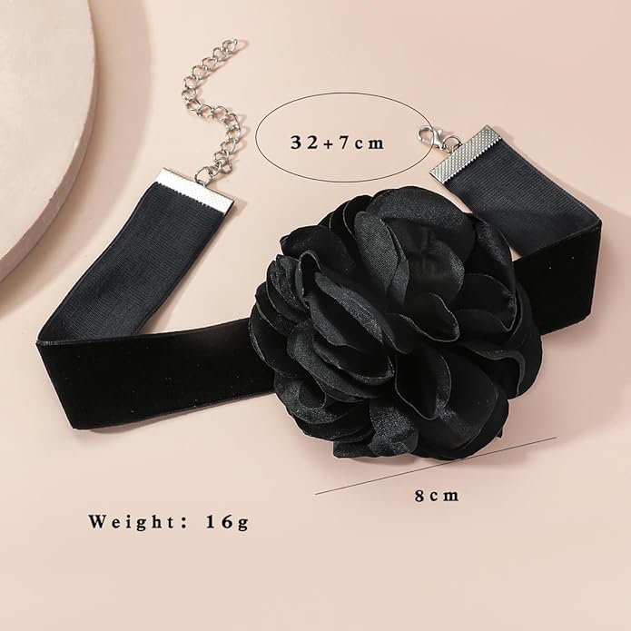 Flower Choker Necklace for Women Vintage Rose Flower Necklace Velvet Ribbon Camellia Floral Choker Necklaces Elegant Summer Necklace Jewelry for Retro Weddings 90s Costume Parties Holiday