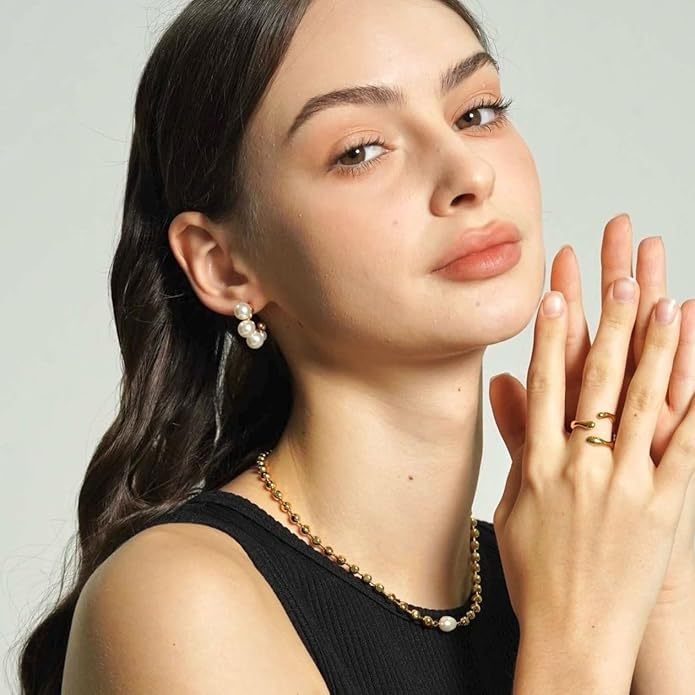 8YEARS Chunky Gold Hoop Earring for Women, 18K Gold Plated Lightweight Thick Hoops, Hypoallergenic Trendy Jewelry for Gift
