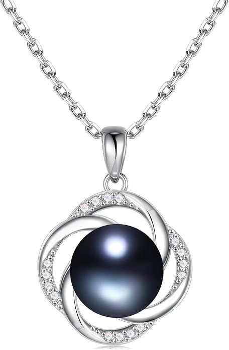 Iefil Anniversary Women Gifts - 10-11mm Tahitian Black Pearl & Fresh Water Pearl Necklace, Anniversary Birthday Gifts for Wife Girlfriend | Pearl Necklaces Gift for Her