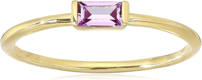 Amazon Essentials 18K Yellow Gold Plated Sterling Silver Cubic Zirconia Fashion Stackable Ring