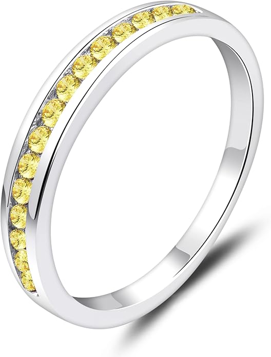 YL Stackable Rings 925 Sterling Silver Halo Birthstone Eternity Bands Jewelry for Women